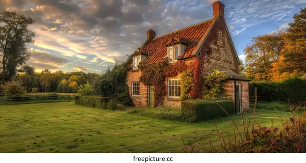 English Countryside Cottage in Autumn