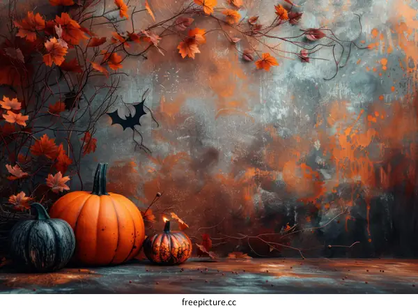 Pumpkins and Fall Leaves for Halloween Decor