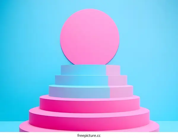 Abstract Minimalist Pink and Blue Geometric Shapes Background
