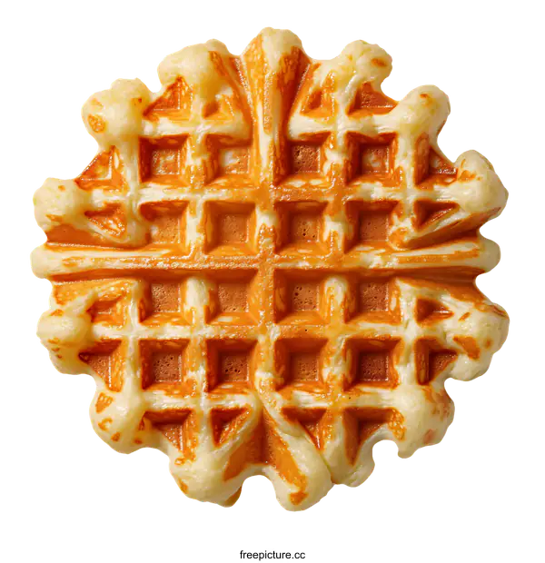 [Transparent Background PNG]Delicious Crispy Round Waffle