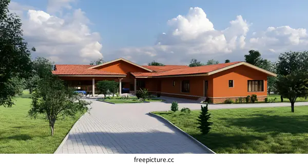 Modern House Design With Brick Driveway