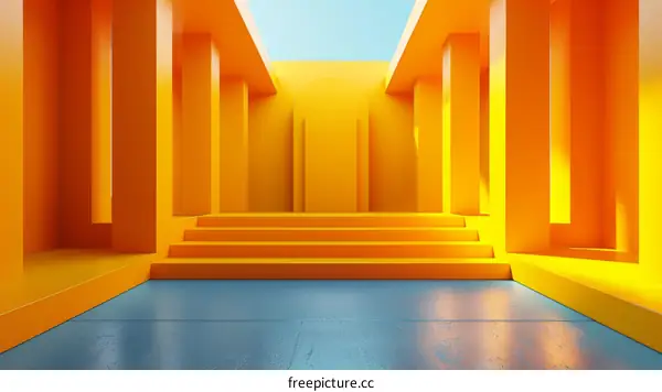 Yellow Geometric Shapes in a Modern Interior