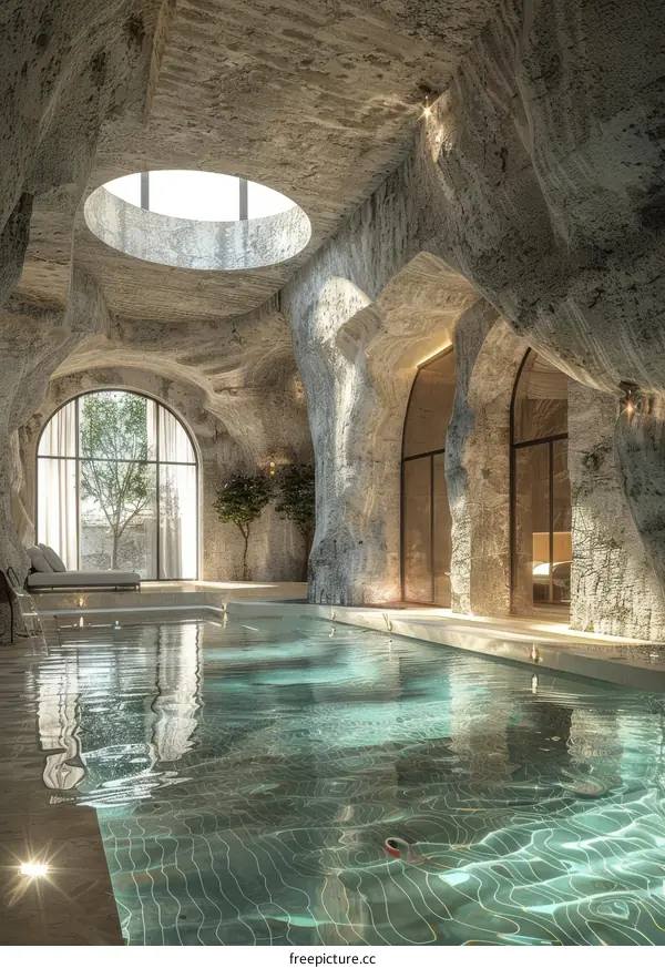 Cave-like Swimming Pool Interior Design