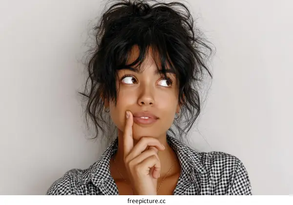 Thoughtful Woman Portrait Close Up