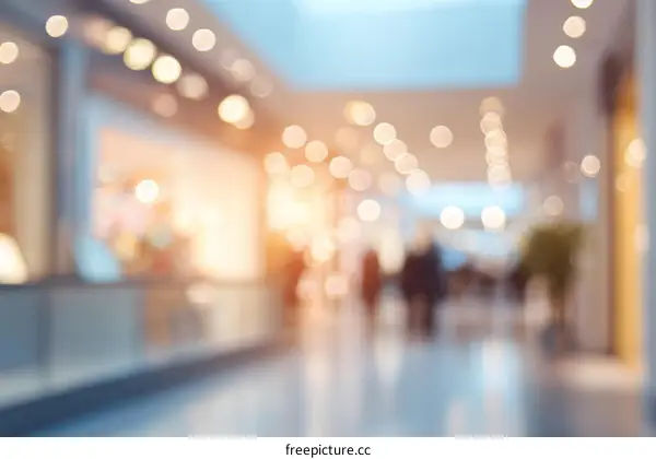 Blurred Shopping Mall Interior with People