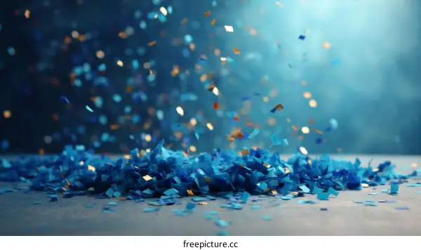 Celebration Blue and Gold Confetti Falling