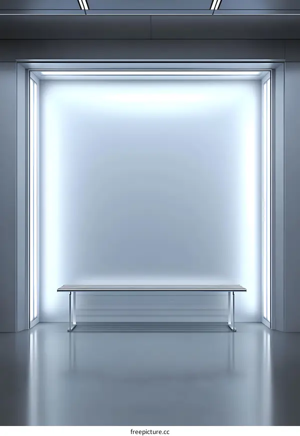 Empty Room with a Bench and White Wall