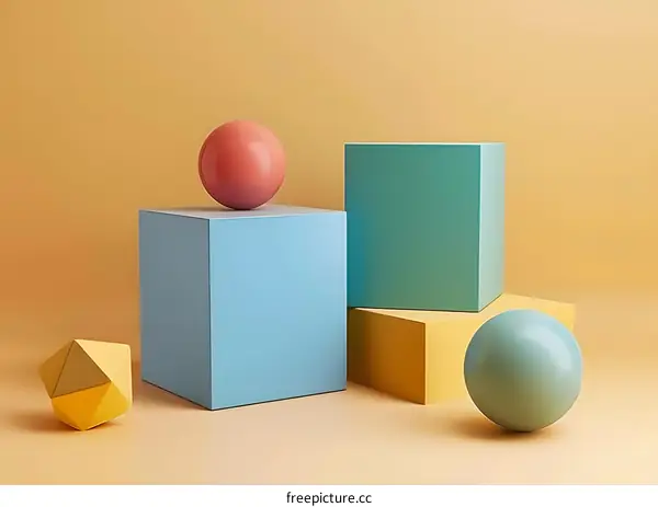 Abstract Geometric Shapes On Yellow Background