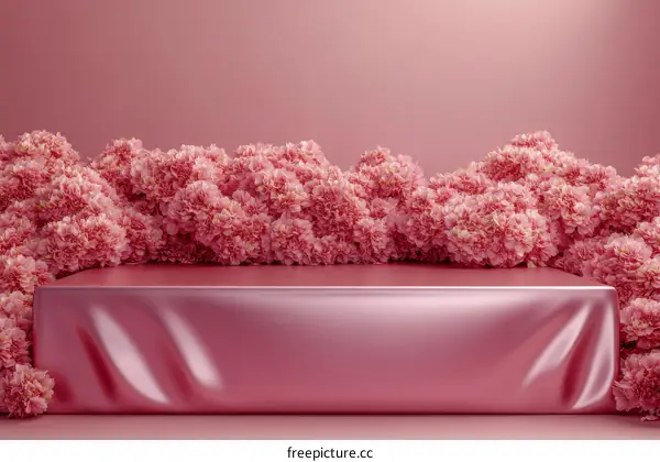 Pink Flowers Display Platform Illustration