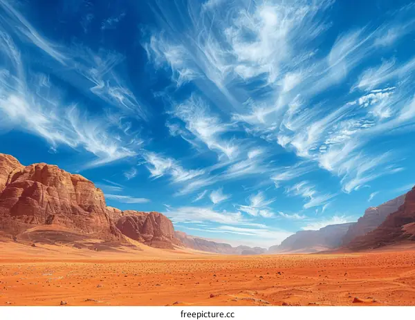 Mesmerizing Desert Landscape: Azure Skies and Majestic Clouds