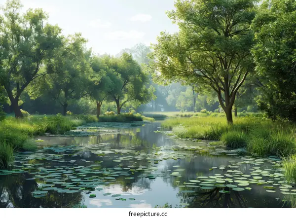 The tranquil beauty of a summer pond