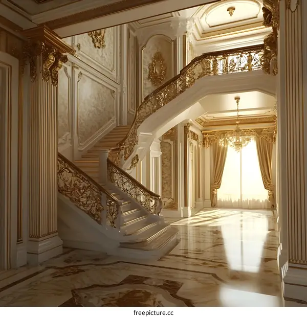 Grand Staircase in a Luxurious Mansion