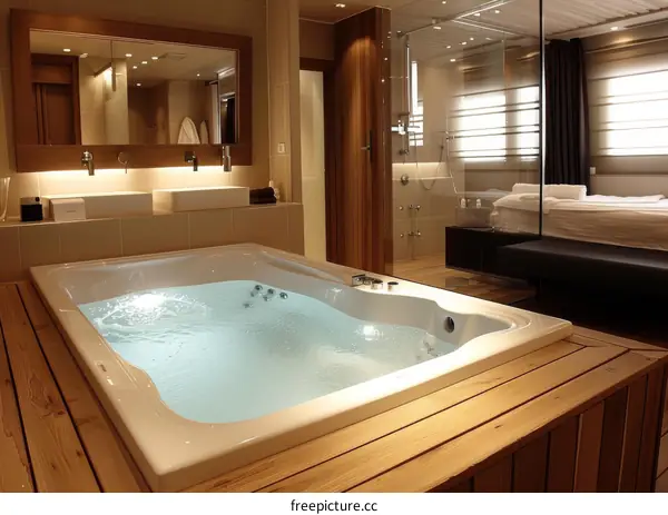 Modern Luxury Spa Jacuzzi in a Stylish Bathroom