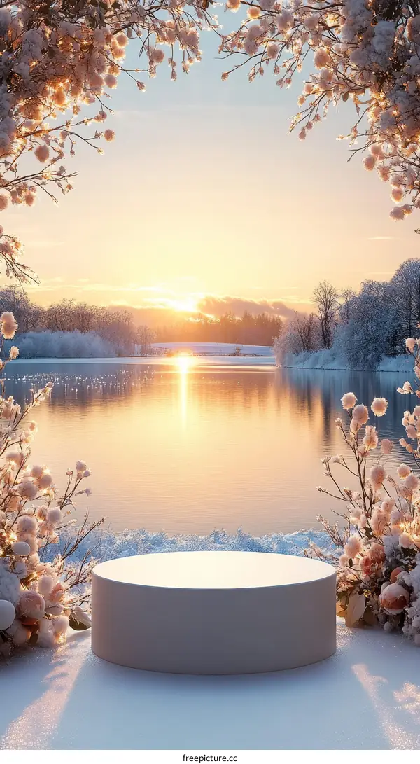 Winter Sunrise Lakeside Display Podium