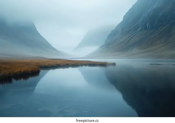 Misty Mountain Lake Landscape