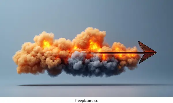 Arrow Piercing through a Cloud of Fire and Smoke