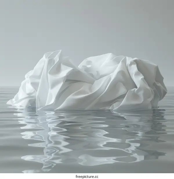 Graceful White Fabric Floating on Water Surface