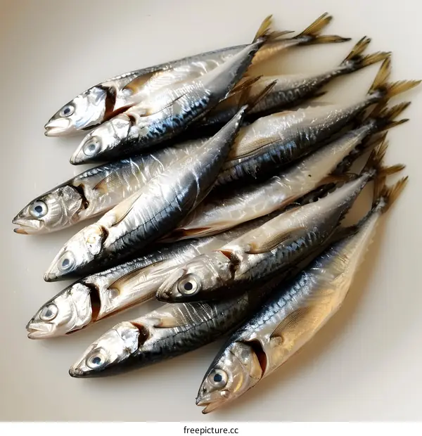 A group of fresh mackerels
