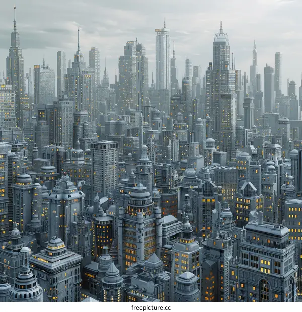 Futuristic Cityscape Aerial View Illustration