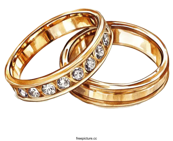 [Transparent Background PNG]Beautiful Watercolor Illustration of Wedding Rings