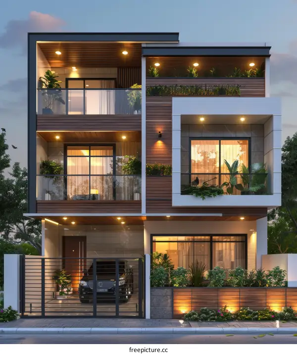 Modern House Exterior Design Illustration