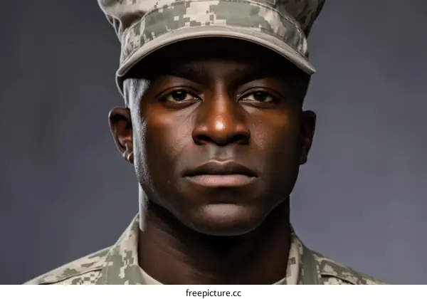 Portrait of a young African-American soldier