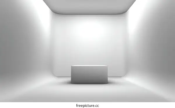 Empty White Studio with Display Cube