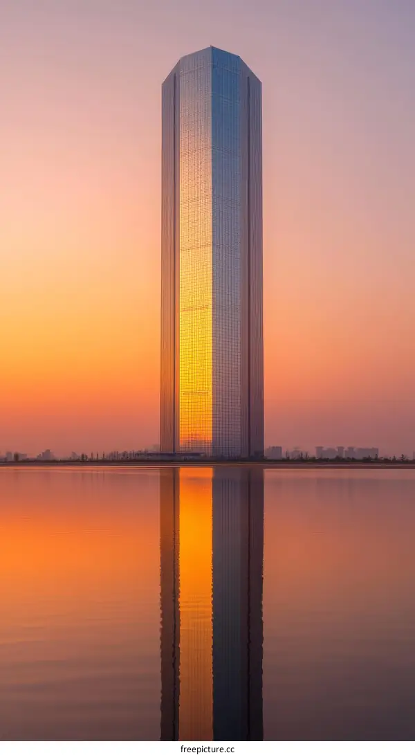 Sunrise Reflection of a Modern Skyscraper