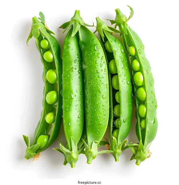 Fresh green peas in pods