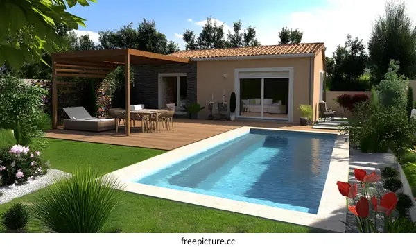 Modern House with Swimming Pool and Pergola