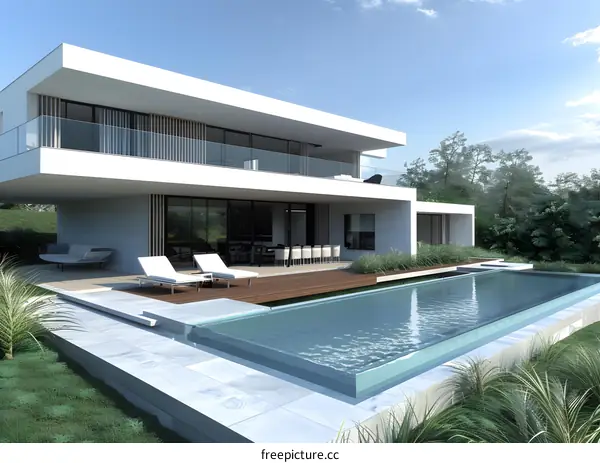 Modern House with Pool and Deck