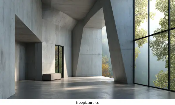 Modern Concrete Architecture with Nature View