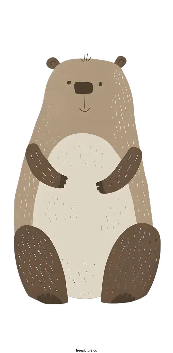 [Transparent Background PNG]Cute Cartoon Bear Sitting On Beige Background