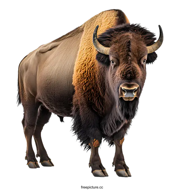 [Transparent Background PNG]Brown Bison Standing on White Background
