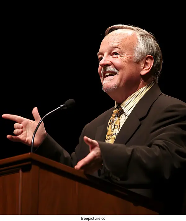 Man Speaking at a Podium