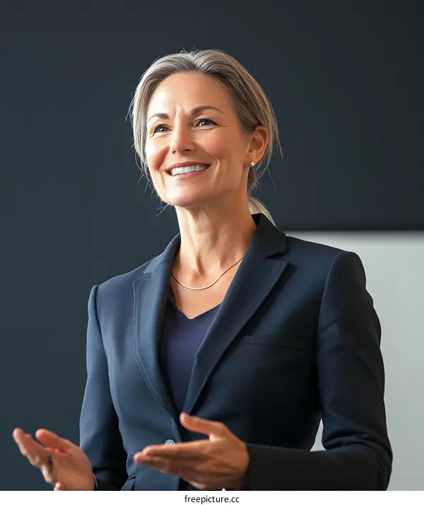 Smiling Businesswoman Giving Presentation