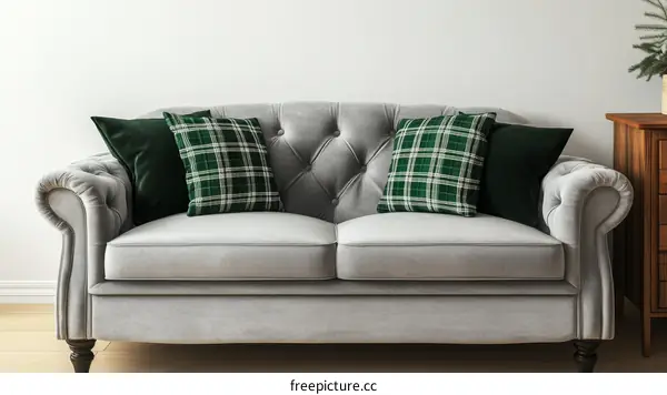Stylish Gray Sofa with Festive Pillows