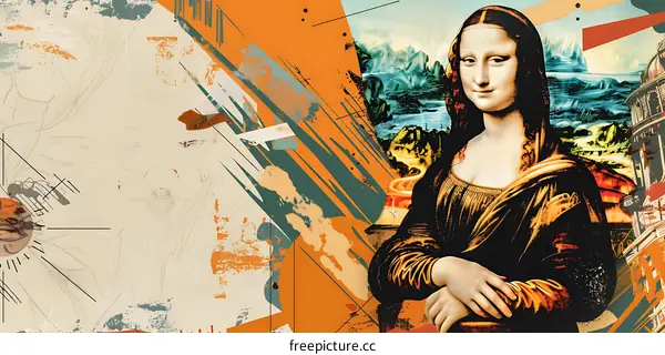Abstract Collage with Mona Lisa and Geometric Shapes