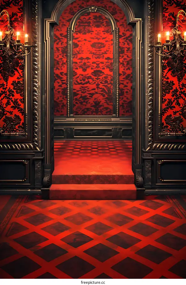 Red room with black and gold accents