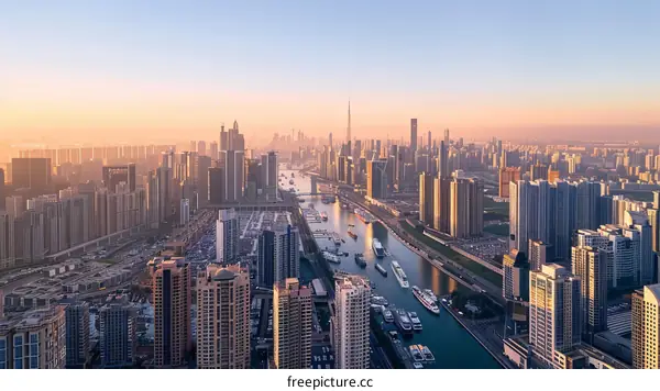 A stunning aerial view of Dubai, United Arab Emirates