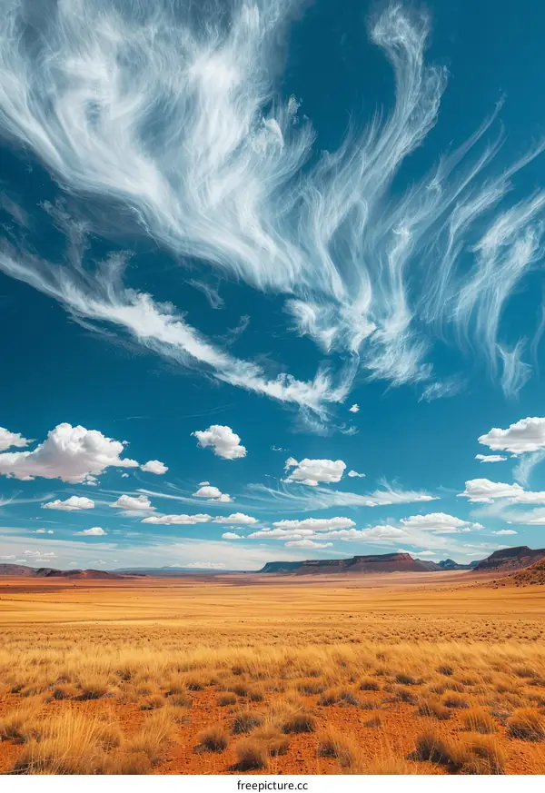 Stunning Cirrus Cloudscape over Arid Desert