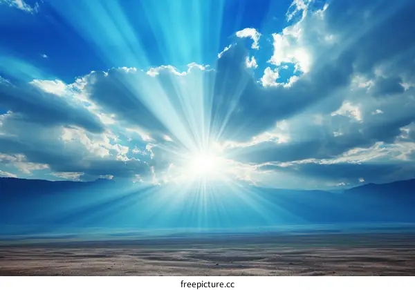 Sun rays shining through the clouds