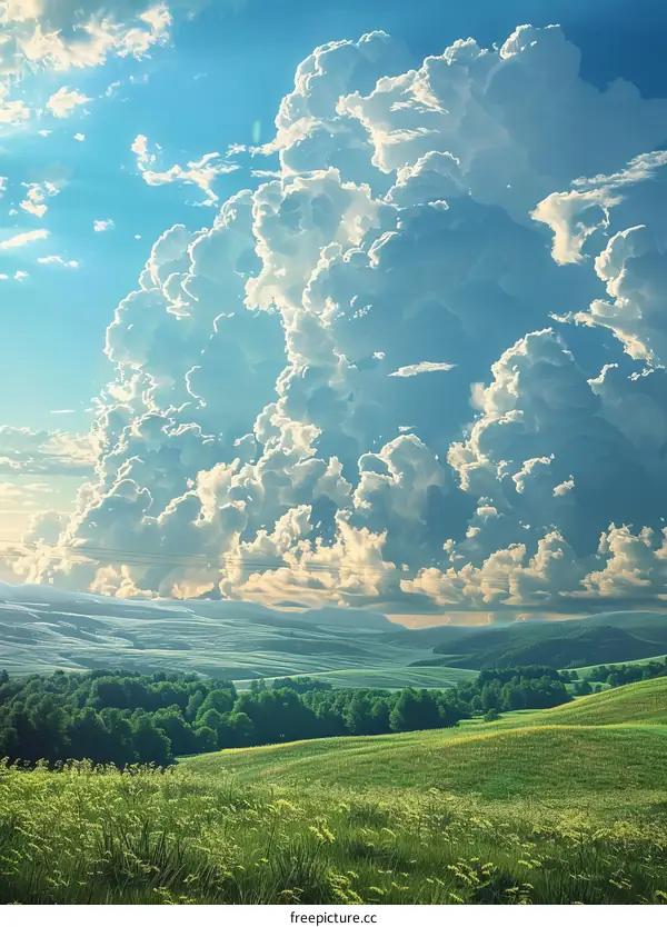 Boundless Blue Skies and Serene Rolling Hills