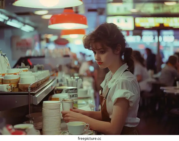 Friendly Waitress Offering Excellent Customer Service in Restaurant