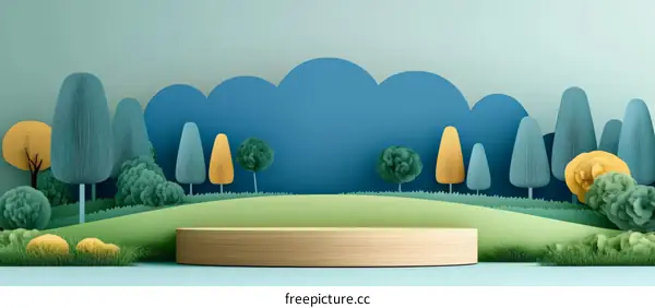 Cute Cartoon Landscape Display Podium