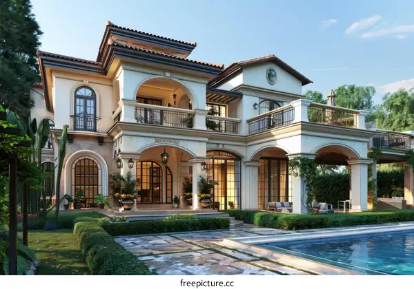 Luxury Mansion Exterior Design Illustration
