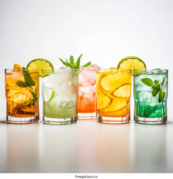 Colorful Cocktails with Citrus and Mint
