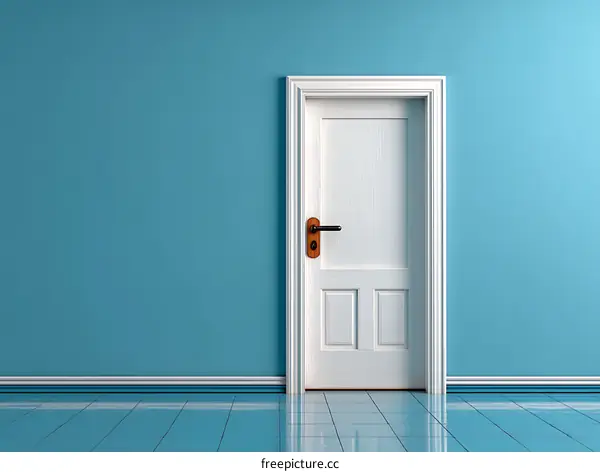 Empty Room Interior with a White Door