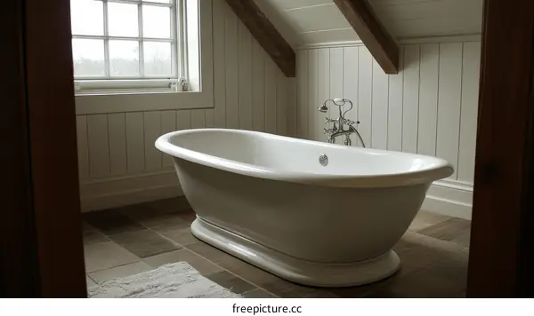 Elegant Vintage Style Bathtub in a Luxurious Bathroom