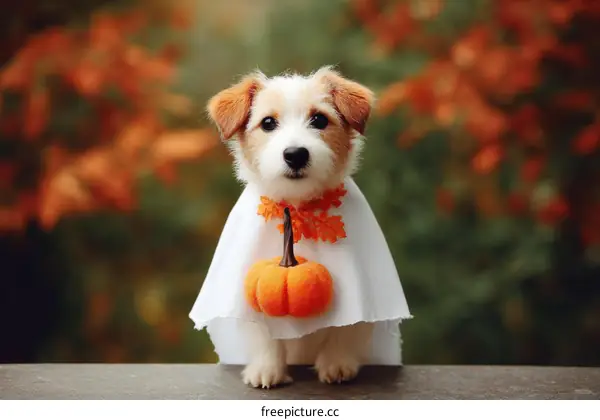 Adorable Jack Russell Puppy in Halloween Costume